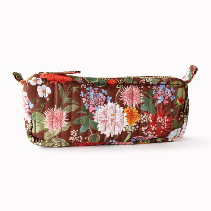 Burgundy loral-patterned pencil pouch