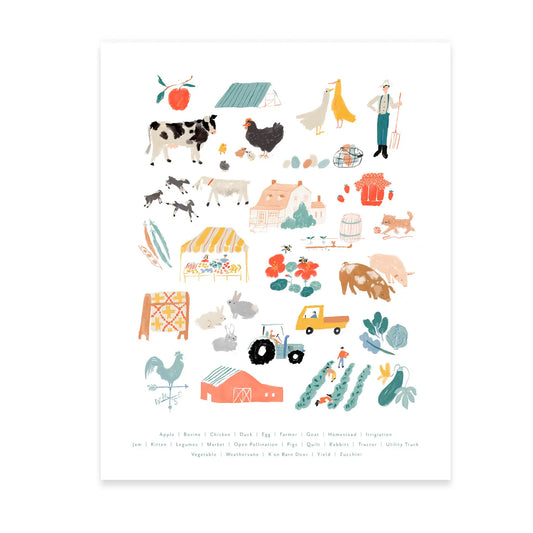 Farm Animals Alphabet 8" x 10" Print
