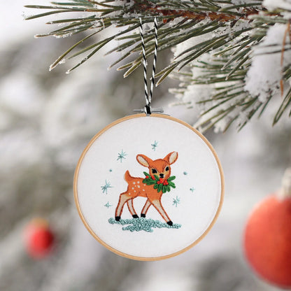 Festive Fawn House DIY Ornament Embroidery Kit