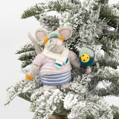 Pickleball Mouse Felt Holiday Ornament