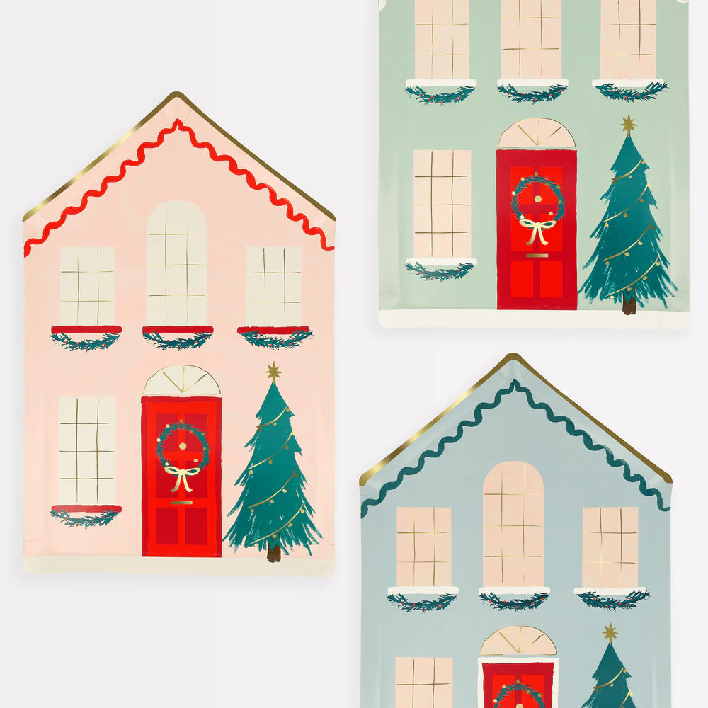 Festive Winter House Paper Plates (Pack of 8)