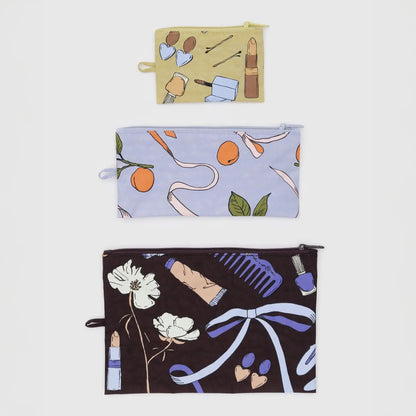 Heavyweight Nylon Flat Zip Pouches (Set of 3)