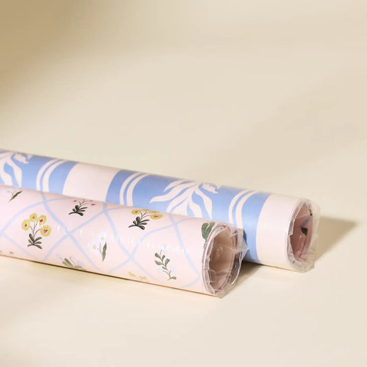 Floral Trellis & Blue Vine Double Sided Gift Wrap Sheets (Set of 3)