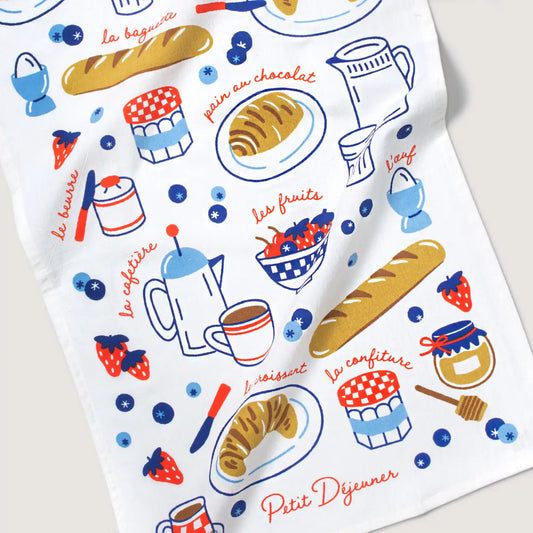 Petit Dejeuner Breakfast Screen Printed Tea Towel