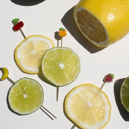 Fruit Themed Enamel Cocktail Picks (Set of 4)