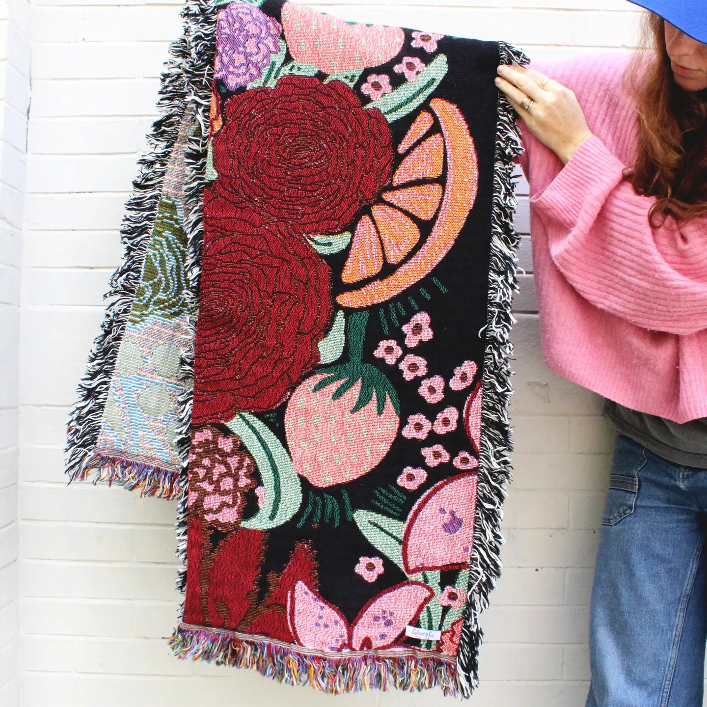 Fruity Floral Tapestry 50" x 68" Woven Throw Blanket