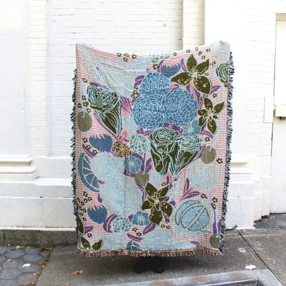 Fruity Floral Tapestry 50" x 68" Woven Throw Blanket