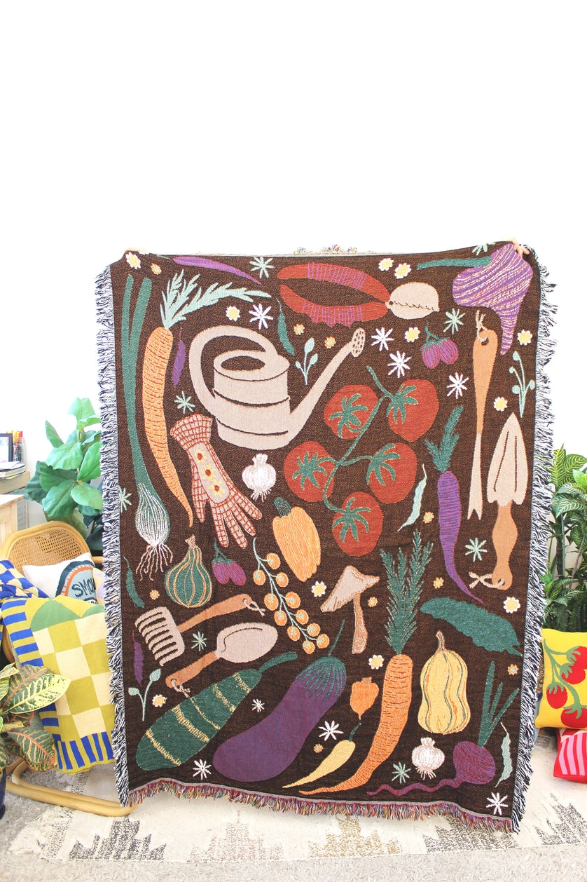 Garden Veggies Tapestry 50" x 68" Woven Throw Blanket