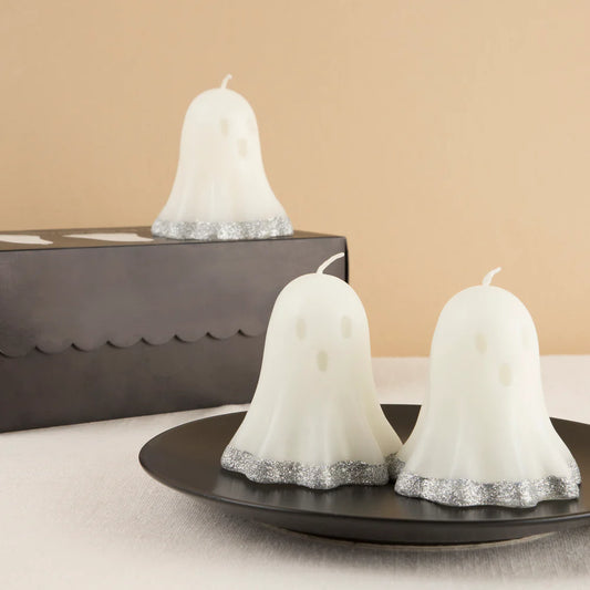 Glitter Dipped Ghost Candle