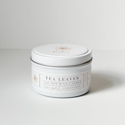 Tea Leaves Hand-Poured Soy Wax Candle Tin