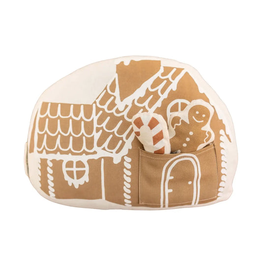 Gingerbread House Screen Printed Canvas Pillow