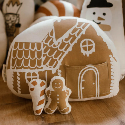 Gingerbread House Screen Printed Canvas Pillow