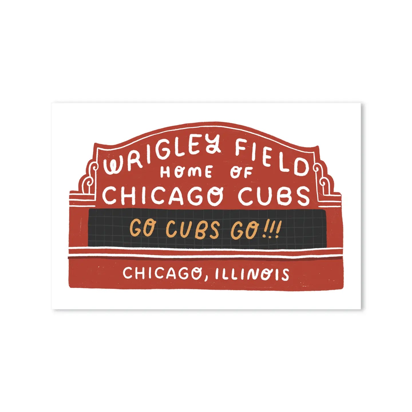 Wrigley Field Sign Go Cubs Chicago, Illinois Postcard