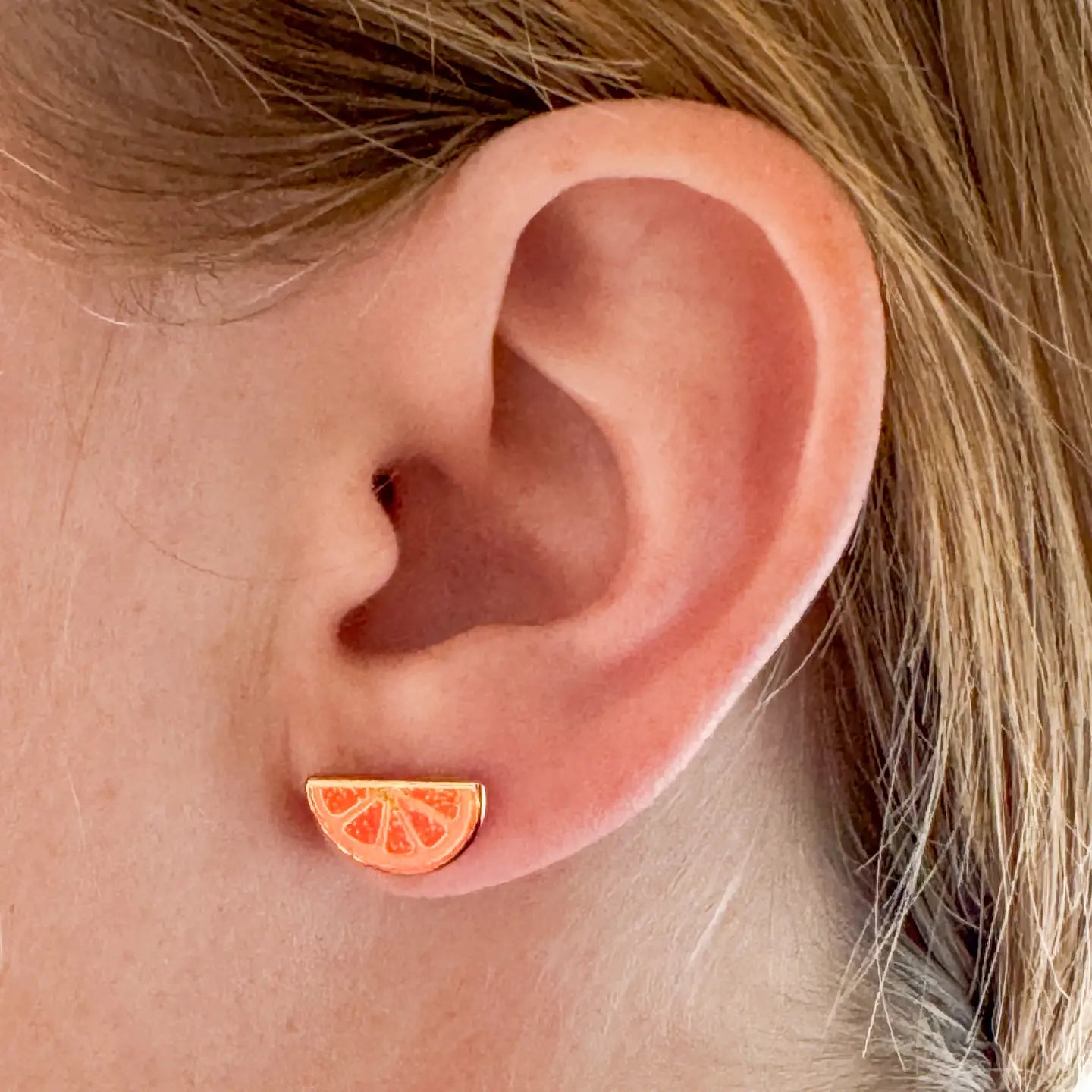 Grapefruit Enamel Stud Earrings