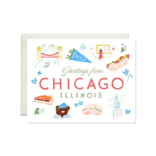 Greetings from Chicago Icons Greeting Card