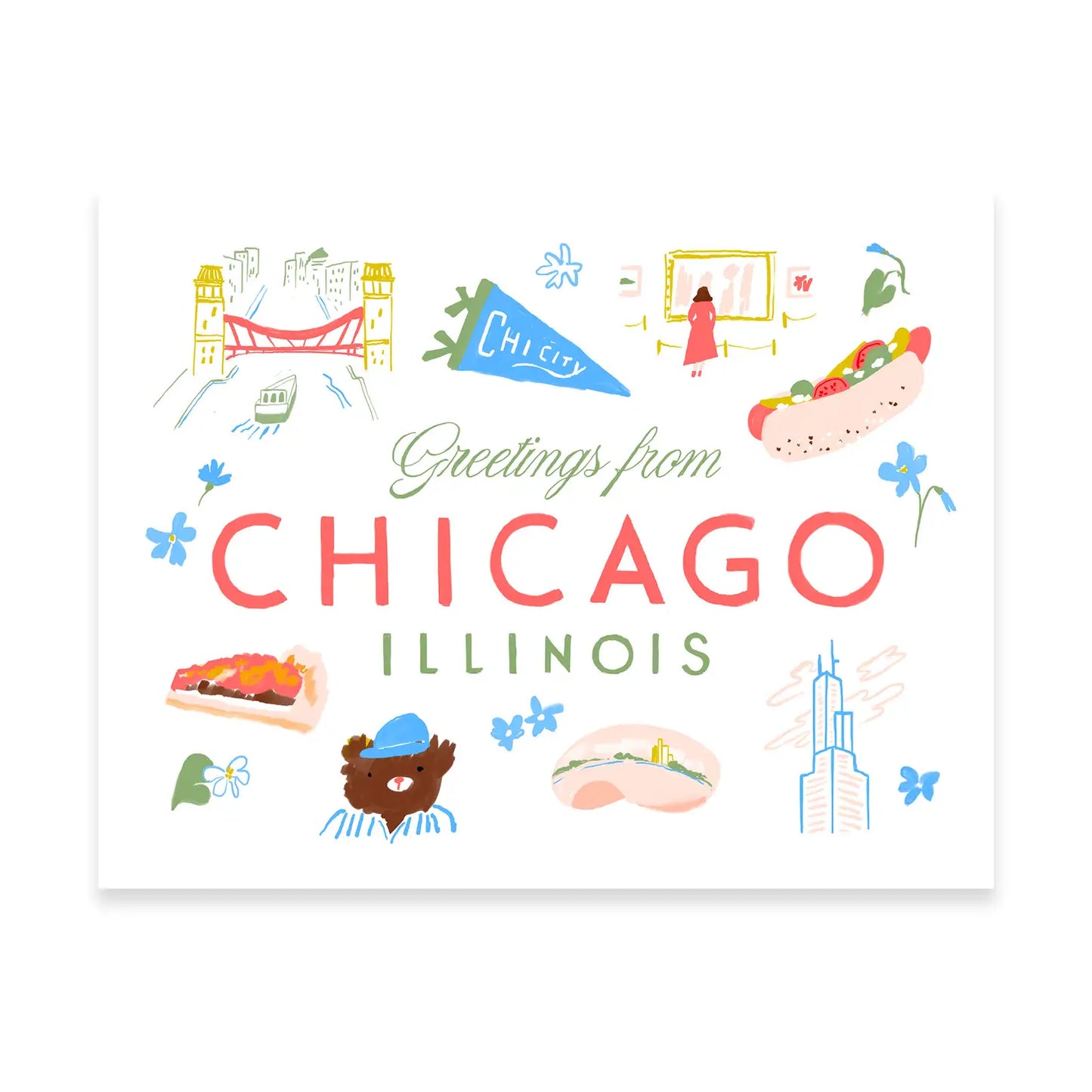 Greetings from Chicago Icons 8" x 10" Print