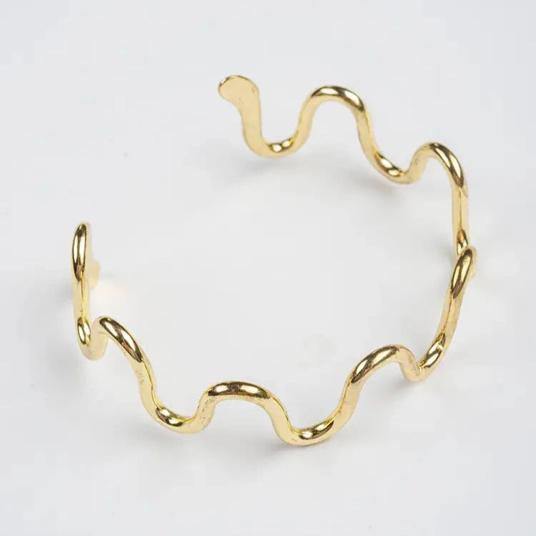 Gold Curvy Metal Cuff Bracelet