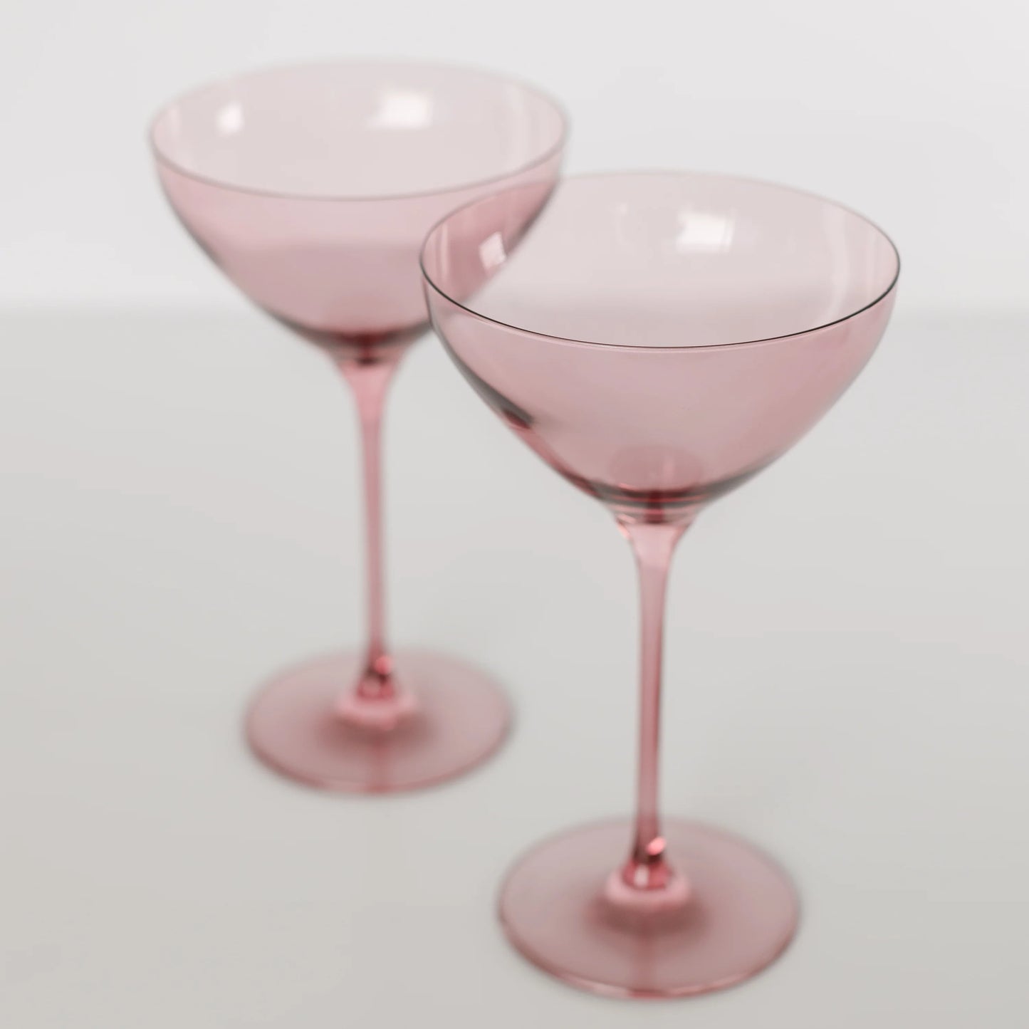 Handblown Rose Pink Colored Martini Glass