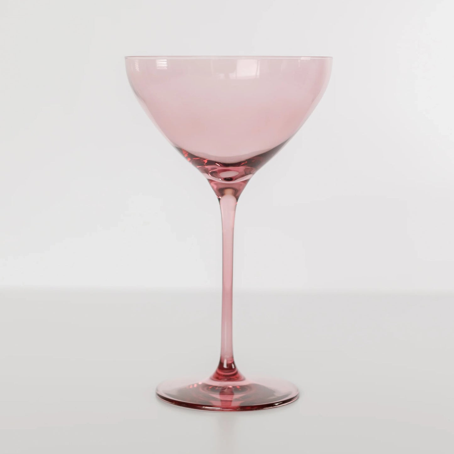 Handblown Rose Pink Colored Martini Glass