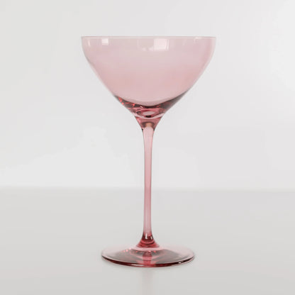Handblown Rose Pink Colored Martini Glass