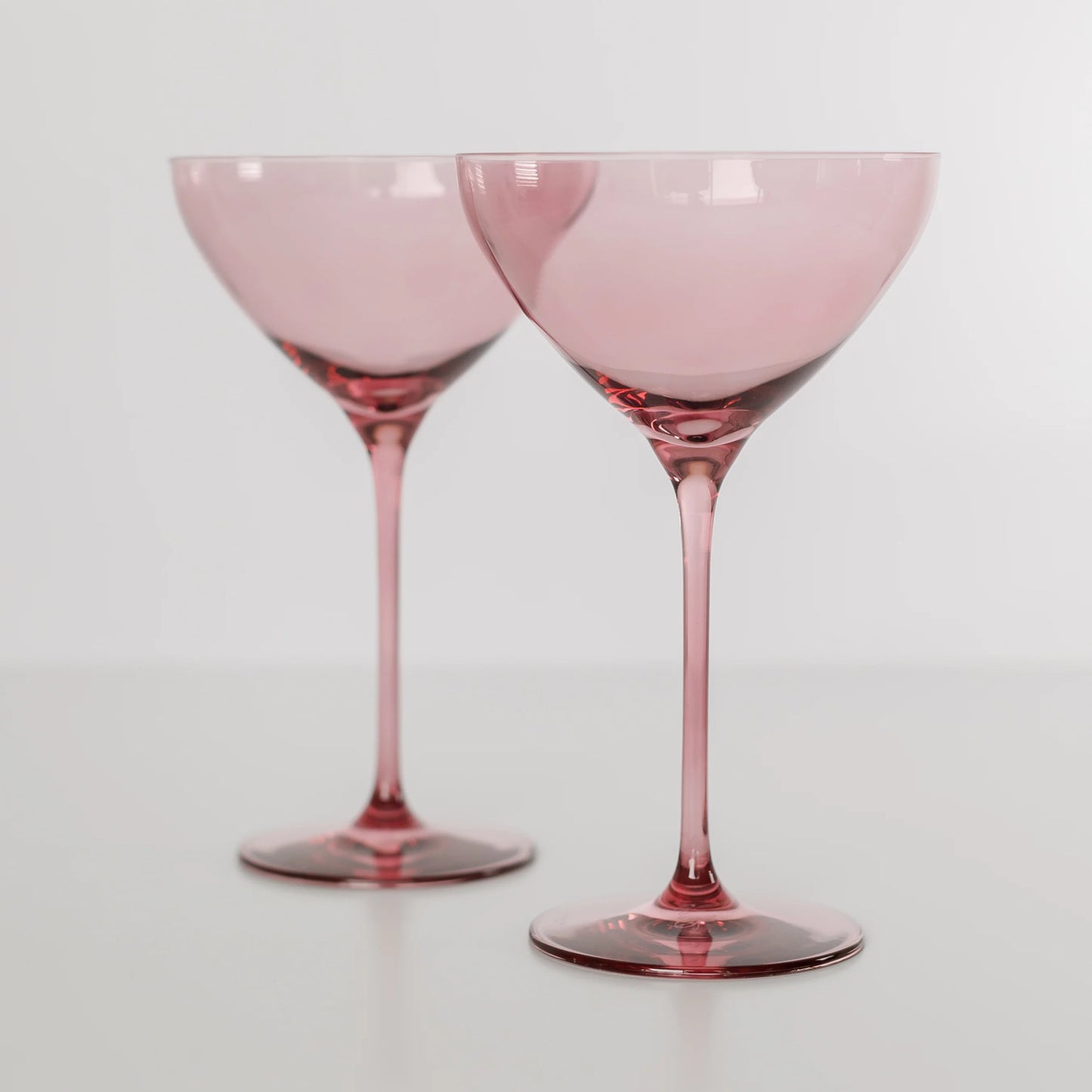Handblown Rose Pink Colored Martini Glass