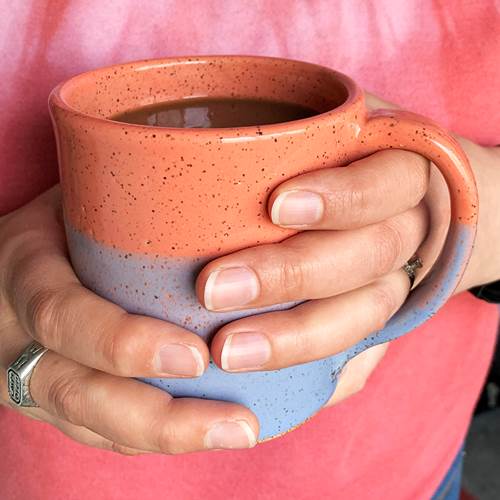Handmade Stoneware Striped 12 oz Mug