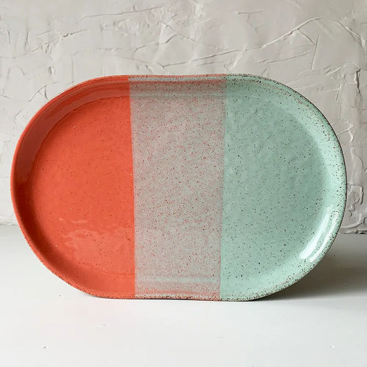 Handmade Ceramic 13.5" Oval Serving Platter