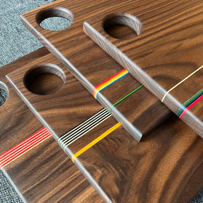 Rectangle Walnut Wood Cutting or Serving Board With Colored