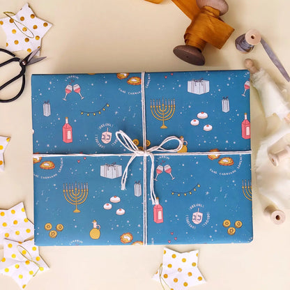 Hanukkah Party Wrapping Paper Sheets (Set of 3)