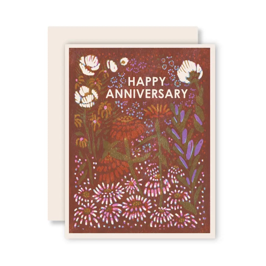 Happy Anniversary Floral Letterpress Card