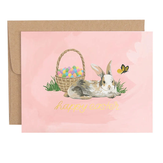 Happy Easter Basket Bunny Greeting Card