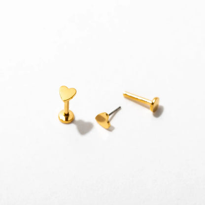 Heart 14k Gold Plated Post Earrings