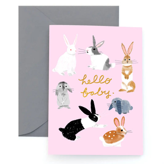 Hello Baby Bunnies Greeting Card