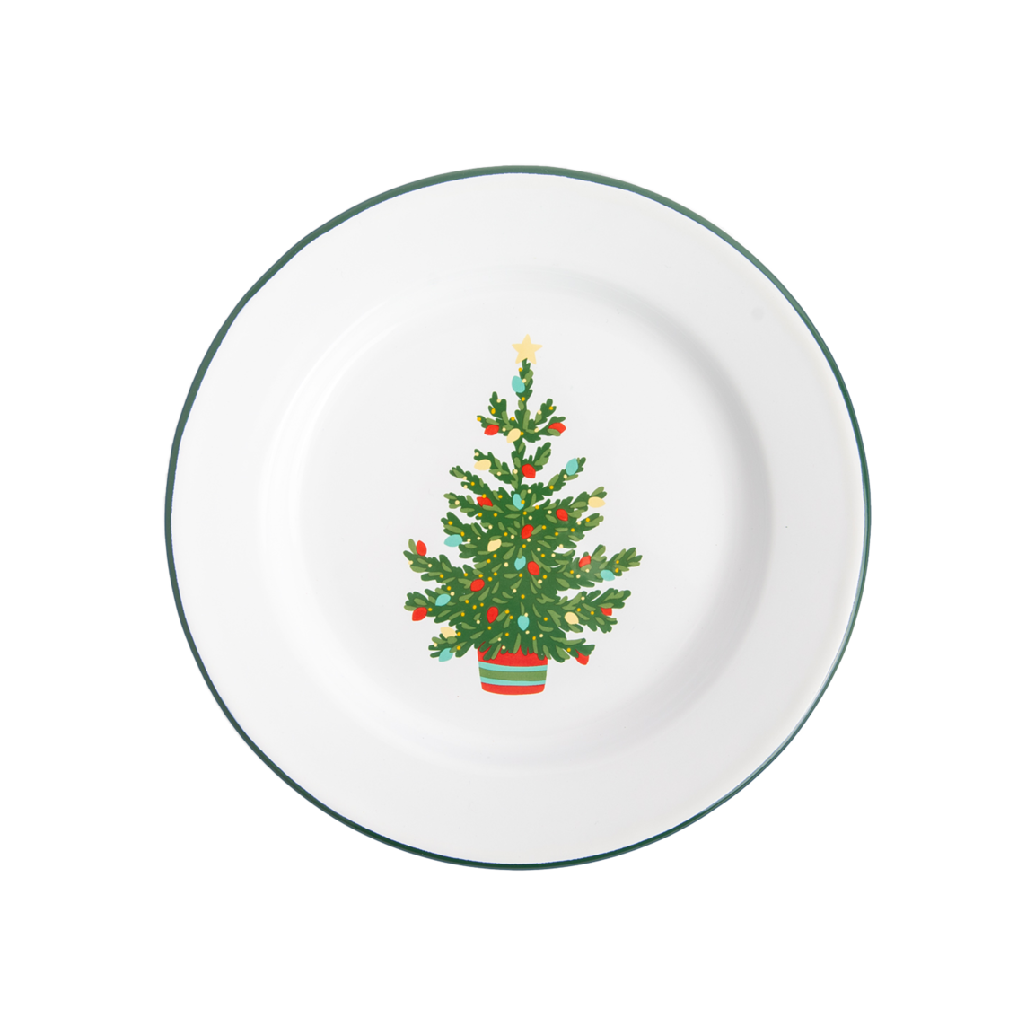 Christmas Tree Enamelware 8" Side Plate