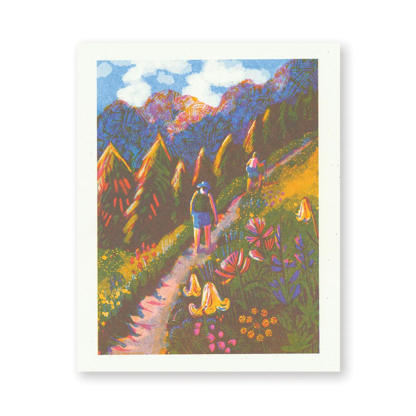 Hiking Together Risograph 8" x 10" Print