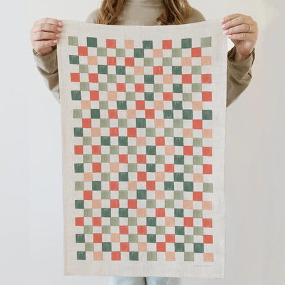 Holiday Checker Tea Towel