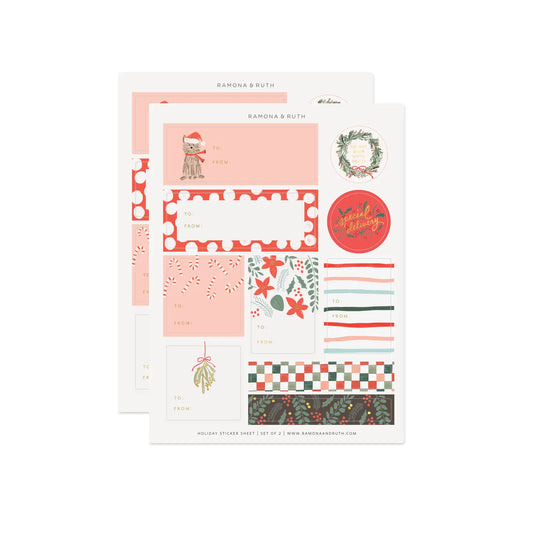 Holiday Gift Tag Sticker Sheet (Set of 2)