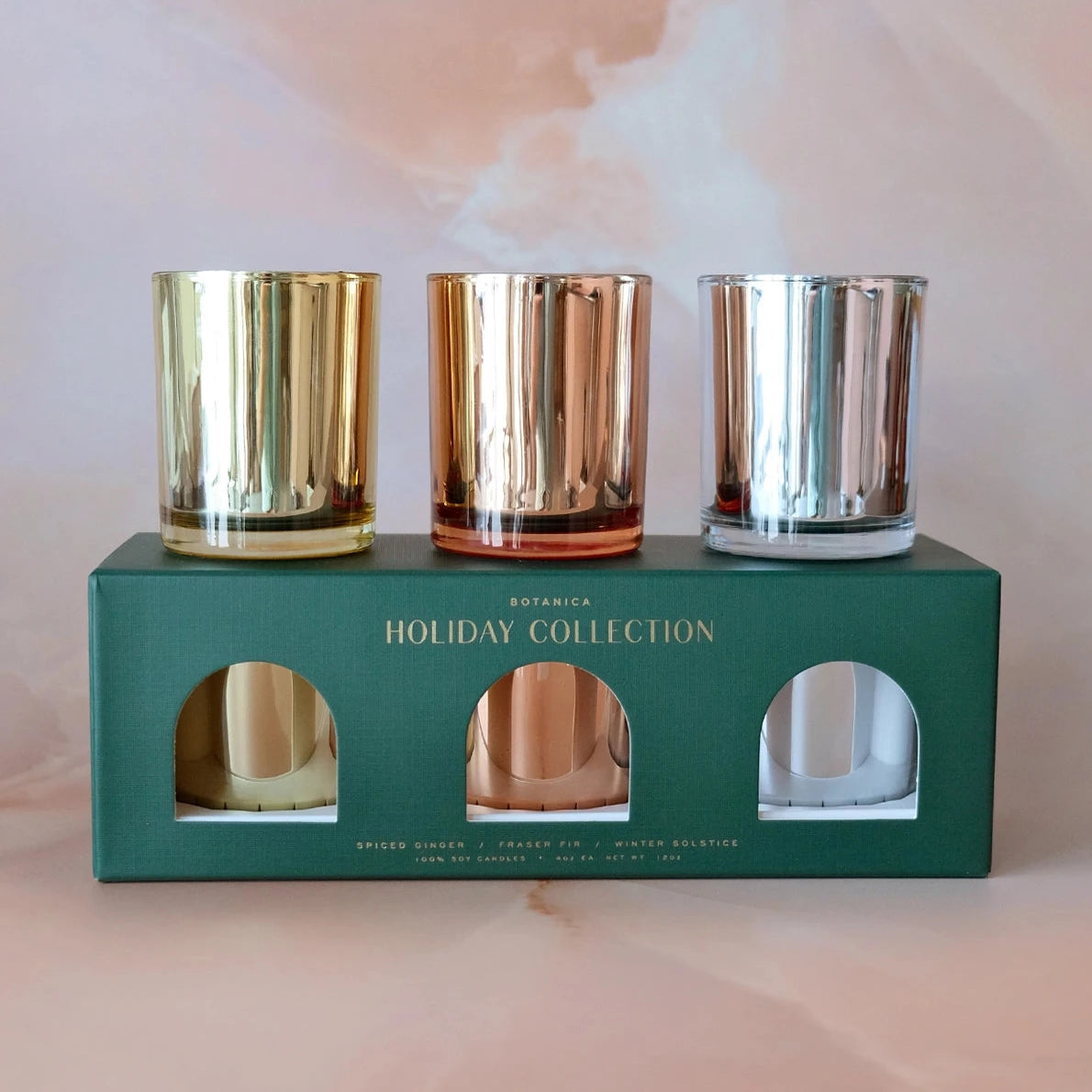 Holiday Metallic Votive Candle Trio Gift Set