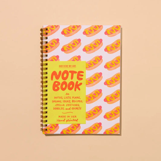 Hot Dog Spiral Bound Letterpress Notebook