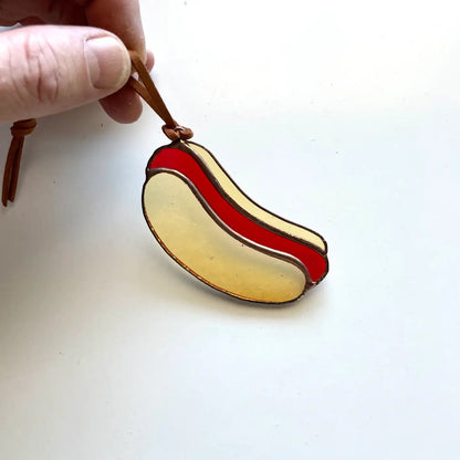 Hot Dog Stained Glass Ornament