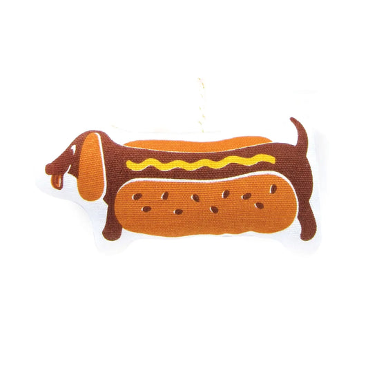 Daschund Hot Dog Stuffed Holiday Ornament