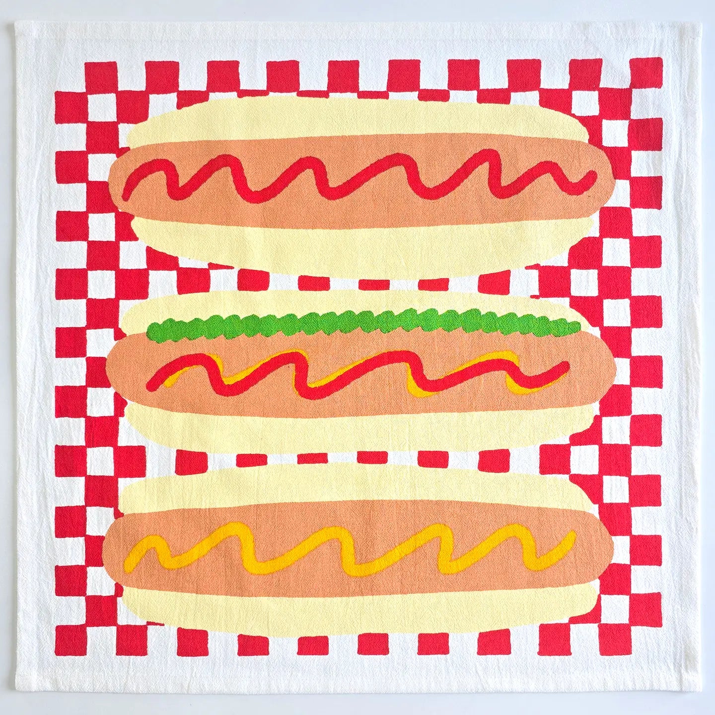 Hot Dog Silkscreened Flour Sack Tea Towel