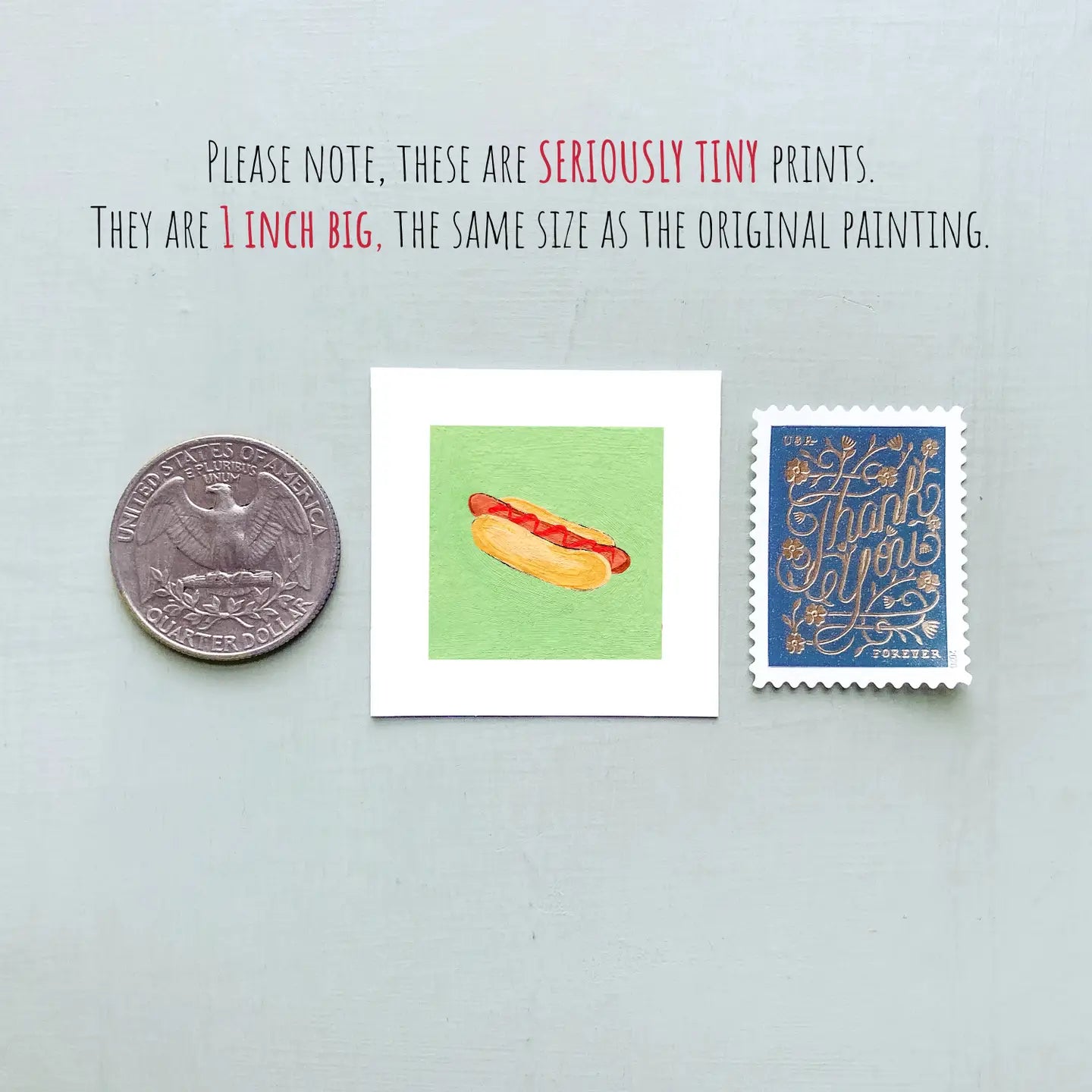 Hot Dog Mini 1" Gouache Art Print