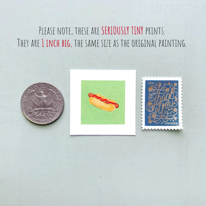 Hot Dog Mini 1" Gouache Art Print