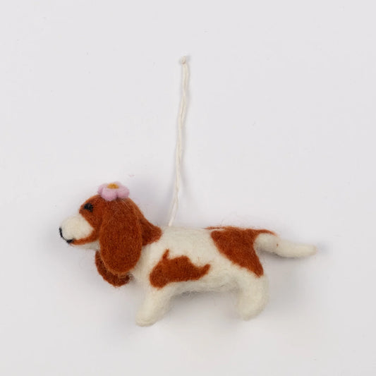 Bassett Hound Dog Felt Holiday Ornament