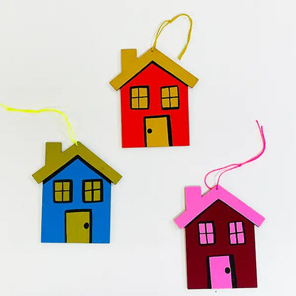 House Hand Painted Wood Ornament