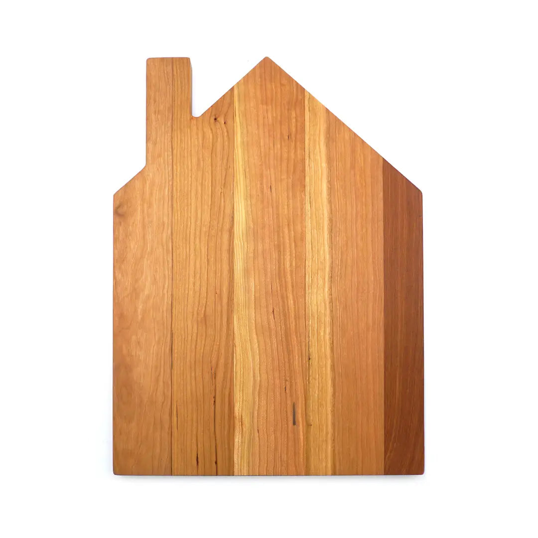 House Shaped Solid Cherry Wood Cutting or Serving Board