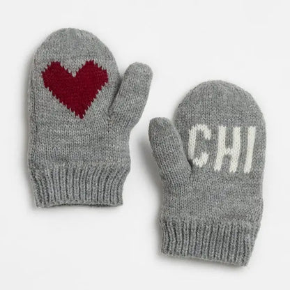 Chicago Love Heart Knit Toddler Mittens
