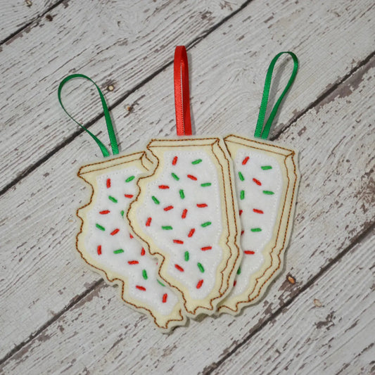 Illinois Sugar Cookie Embroidered Felt Ornament