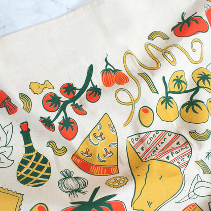 Italian for Dinner Pizza & Pasta Kitchen Tea Towel